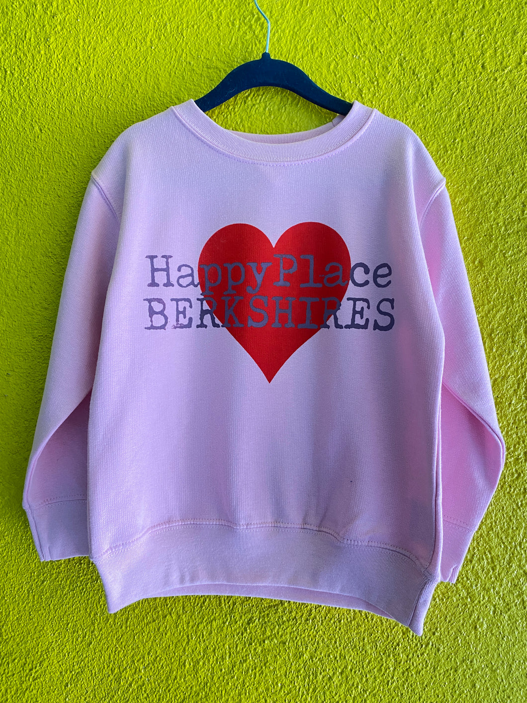 Kids Pink Crew Heart Sweatshirt